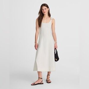 Madewell Denim Scoopneck Midi Dress in Pure White Wash Sz XXS